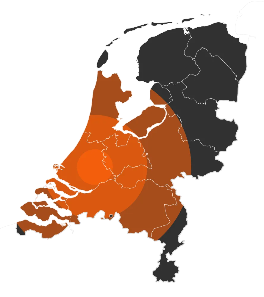 Werkgebied kaart van Nederland